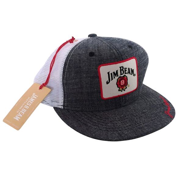 Jim Beam Trucker Hat Snapback White Gray Mesh Cap Adult New with Tags NWT - Picture 1 of 5